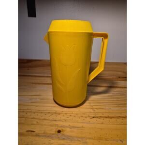 Vintage 1960s Yellow Embossed Tulip Pitcher